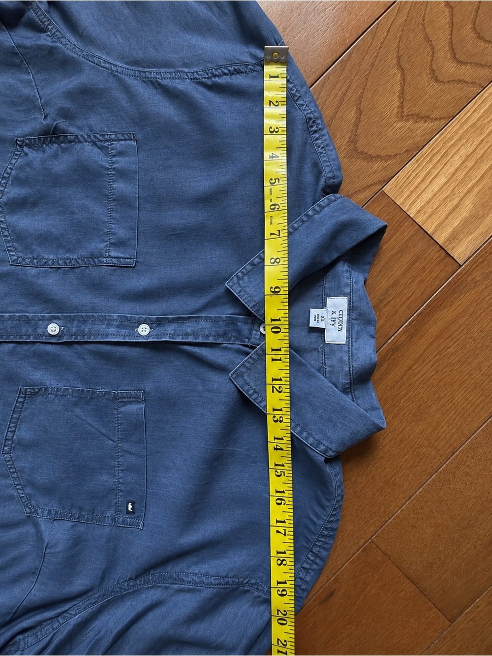 Crown & Ivy Tencel Chambray Button Down Shirt Blue 1X - Picture 4 of 6
